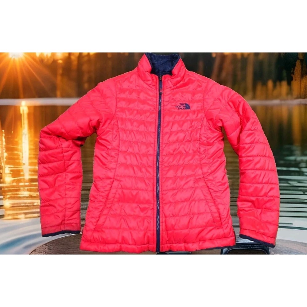 The North Face Reversible Jacket Girls Large 14/16 Pink Navy Excellent Puffer